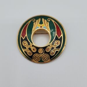 Cloisonné Celtic Vintage Jewelry Tara Irish Enamel Brooch Book of Kells